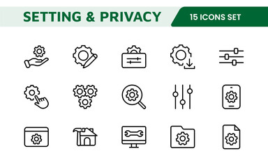 Settings and Maintenance Icon Set. Sleek and functional icons for user interfaces, perfect for enhancing apps and websites with intuitive navigation for settings, updates, and maintenance.