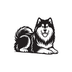 Alaskan Malamute Silhouette - Minimalist Alaskan Malamute Dog Vector - Illustration of Dog.