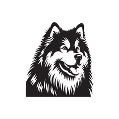 Alaskan Malamute Silhouette - Minimalist Alaskan Malamute Dog Vector - Illustration of Dog.
