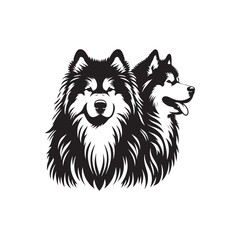 Alaskan Malamute Silhouette - Minimalist Alaskan Malamute Dog Vector - Illustration of Dog.