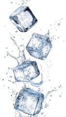 Stunning clear ice cube creates captivating water splashes.