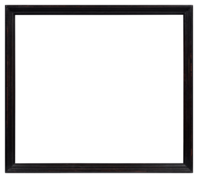 Narrow black antique picture frame on transparent background, in PNG format.
