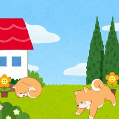 Dogs in the forest cartoon 