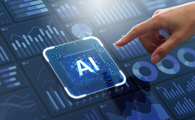 AI generative artificial intelligence and data analysis. Analyzing business financial data or...