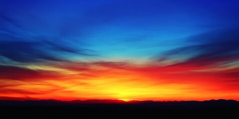 Fototapeta premium Vibrant desert sunset showcasing stunning bright color gradients that create a captivating atmosphere in the sky, highlighting the beauty of a desert sunset experience.