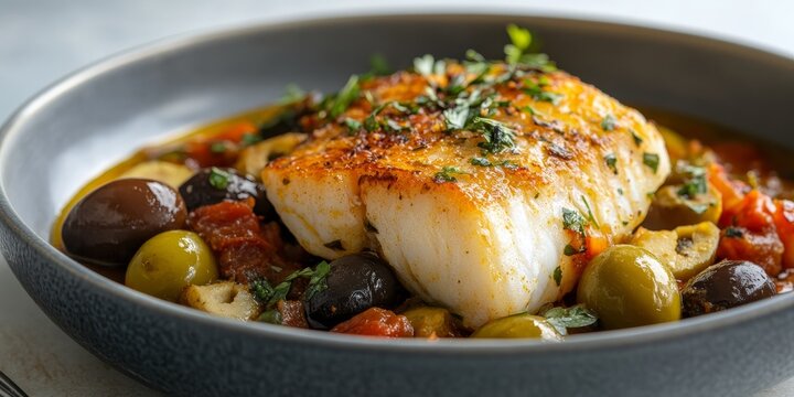 Delicious salted cod stewed with olives, this savory dish features tender salted cod paired perfectly with flavorful olives for a delightful culinary experience centered around salted cod.