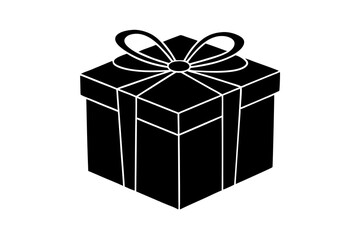 Gift box icon Silhouette vector on white background.