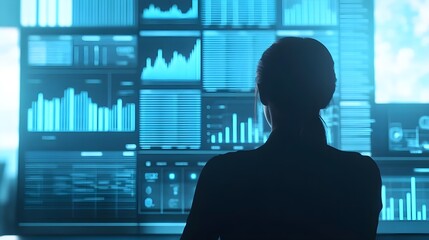 Woman Analyzing Data Graphs