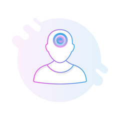 Headache Icon – Person with a Target on the Head, Representing Pain, Migraine, and Discomfort