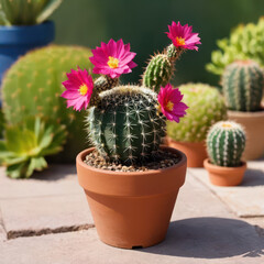 Mini Cactus with different color flower pot only