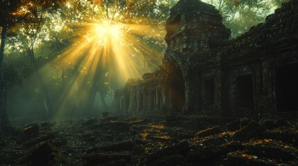 Ancient Ruins in a Mystical Forest