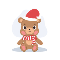 festive teddy bear sitting. adorable christmas mascot in cozy holiday theme, great for seasonal decoration
