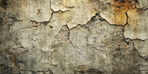 Vintage cracked concrete wall background featuring an old wall with prominent cracks. This cracked wall adds a unique texture ideal for various creative projects.
