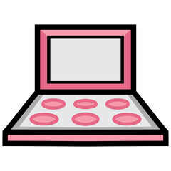 Pink eyeshadow palette on white background