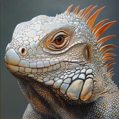 Fototapeta premium Close-up of a green iguana's head.