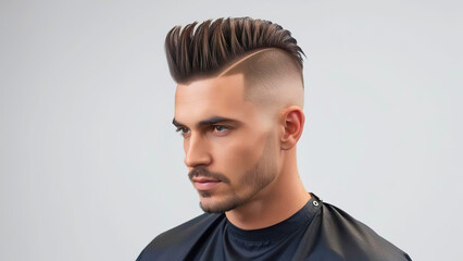 Obraz premium Men's haircut transformation barbershop hairstyle tutorial indoor close-up modern grooming trends