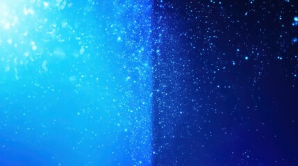 A bold abstract blue gradient background, blending from a bright, icy blue on the left to a rich cobalt blue on the right, with faint glowing particles .