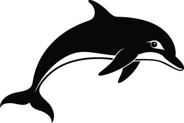 Naklejka premium dolphin black silhouette isolated vector art Illustration with white background