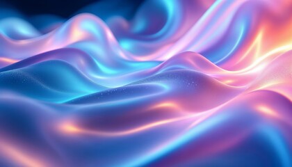 Obraz premium Abstract background with iridescent holographic waves. Concept of futuristic design and vibrant colors.