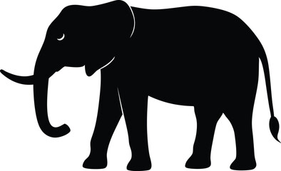 Obraz premium elephant black silhouette isolated vector art Illustration with white background 