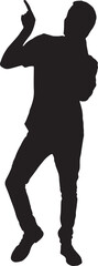 Vector Silhouette Collection: Clean and Bold Designs Set of Handsome man pointing back up and laterals