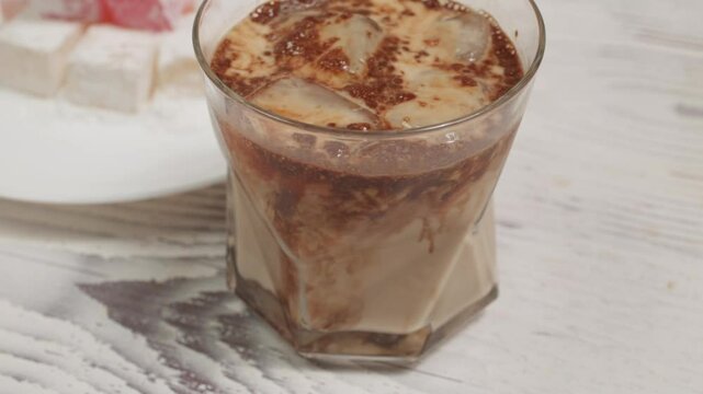 glass of milk with mocha