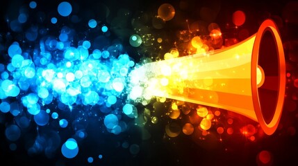 Glowing Announcement Speaker on Dark Background