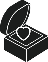 Engagement Ring Box Silhouette with Heart Vector Illustration