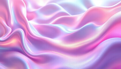 Fototapeta premium Holographic Pink and Purple Silk Fabric Waves. Abstract Background.