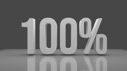 One Hundred Percent on grey background.
