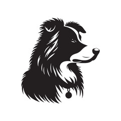 Australian Shepherd Dog Silhouette - Australian Shepherd Dog Illustration - Vector of Dog.