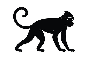 Obraz premium monkey black silhouette isolated vector art Illustration with white background