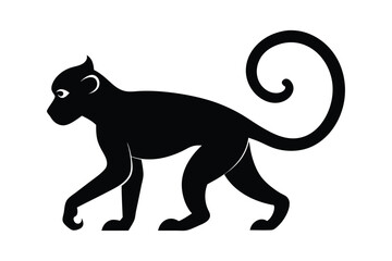Obraz premium monkey black silhouette isolated vector art Illustration with white background