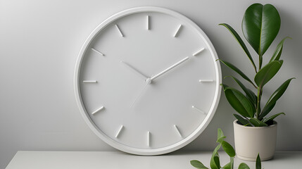 Minimalist white wall clock isolated transparent, Generative AI
