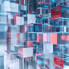 Digital background of floating cubes and holographic effects