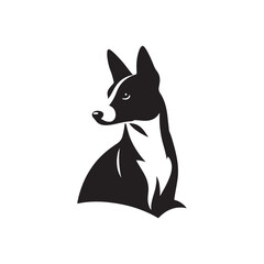 Basenji Silhouette - Minimal Basenji Dog Vector - Dog Illustration.