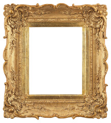 Wide antique picture frame on a transparent background, in PNG format.