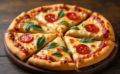 Set of delicious pizza slices, cut out