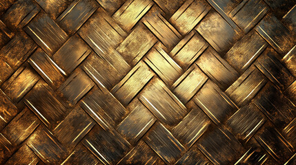 Fototapeta premium Textured golden woven pattern reflects light beautifully, ideal for backgrounds and designs