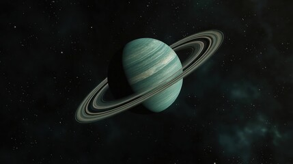 Naklejka premium Celestial Ringed Planet in a Starry Night