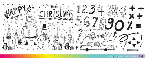 Collection of hand drawn cute doodles,Doodle children drawing,Sketch set of drawings in child style,Funny Doodle Hand Drawn,Page for coloring, cute animal hand drawn, cute Doodle