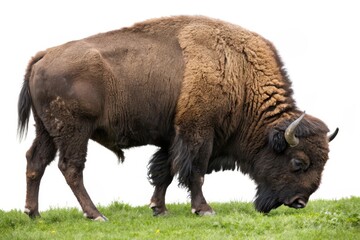Bison grazing in natural habitat scenic landscape
