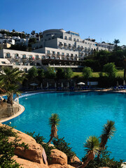 Luxurious resort with poolside views and lush greenery. Bodrum, Turkey.