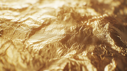Textured golden surface reflecting light with intricate details and patterns