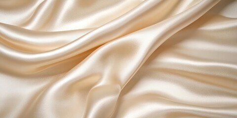 Obraz premium Light beige silk fabric showcases a smooth texture, perfect for creating elegant clothing. This silk fabric features a delicate background and pattern ideal for sewing projects.