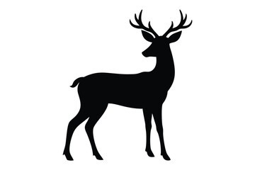 Fototapeta premium deer black Silhouette isolated vector art Illustration with white background