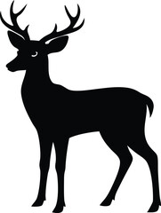 Obraz premium deer black Silhouette isolated vector art Illustration with white background