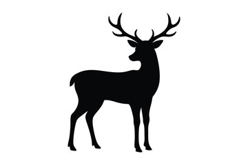 Fototapeta premium deer black Silhouette isolated vector art Illustration with white background