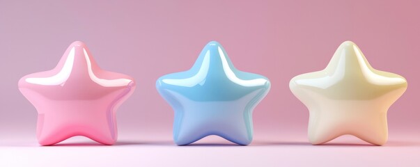 Obraz premium Visual depiction of a three-star rating in 3D.