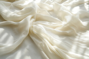 Fototapeta premium White fabric draped elegantly against a white background, creating a minimalist and serene display.